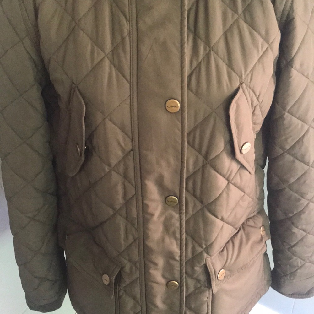 Lauren Ralph Lauren Quilted Olive Green Coat L - Picture 2 of 6